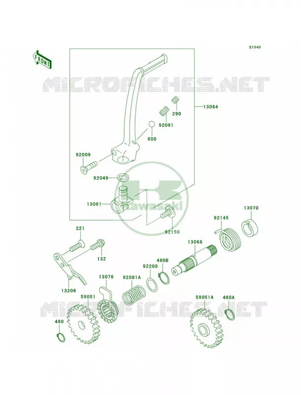 Kickstarter Mechanism Kawasaki MOTOS 100 2006 KX100  KX100D6F
