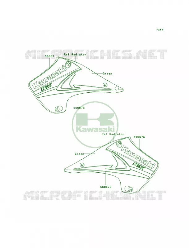DecalsR6FGreen Kawasaki MOTOS 250 2006 KX250  KX250R6F
