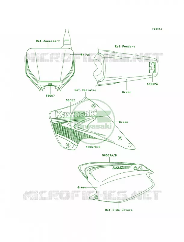 DecalsR7FGreen Kawasaki MOTOS 250 2006 KX250  KX250R6F
