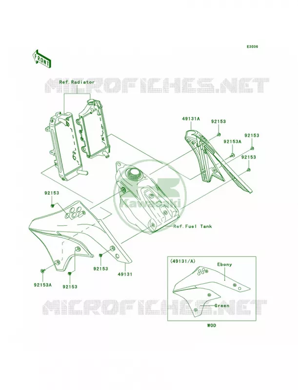 Engine Shrouds Kawasaki MOTOS 450 2006 KX450F  KX450D6F