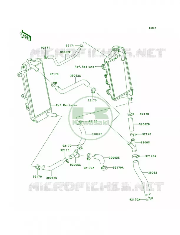 Water Pipe Kawasaki MOTOS 450 2006 KX450F  KX450D6F
