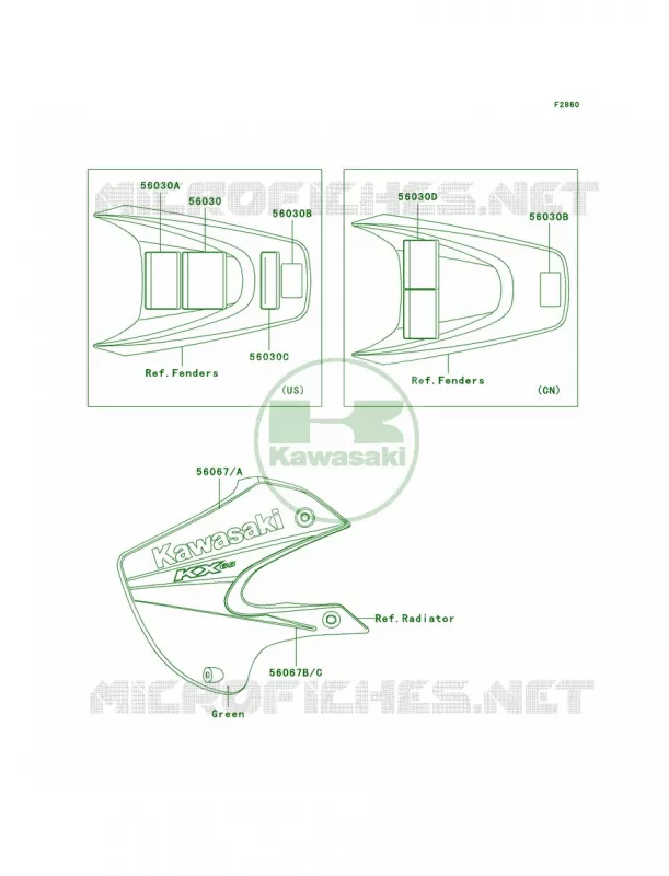 LabelsGreenA6F Kawasaki MOTOS 65 2006 KX65  KX65A6F