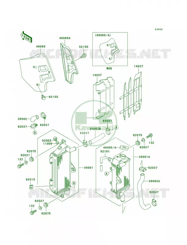Radiator Kawasaki MOTOS 500 2004 KX500  KX500-E16
