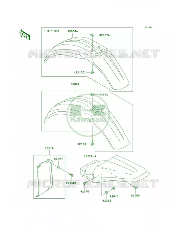 Fenders Kawasaki MOTOS 100 2003 KX100  KX100-D3