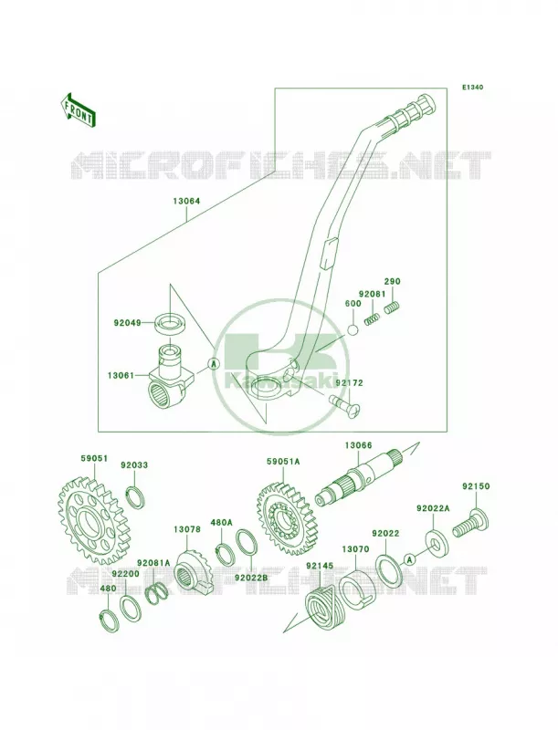 Kickstarter Mechanism Kawasaki MOTOS 250 2003 KX250  KX250-M1