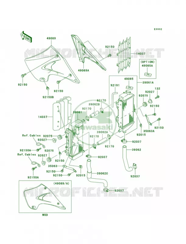 Radiator Kawasaki MOTOS 250 2003 KX250  KX250-M1