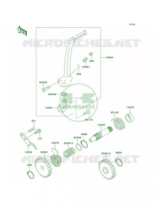 Kickstarter Mechanism Kawasaki MOTOS 65 2003 KX65  KX65-A4