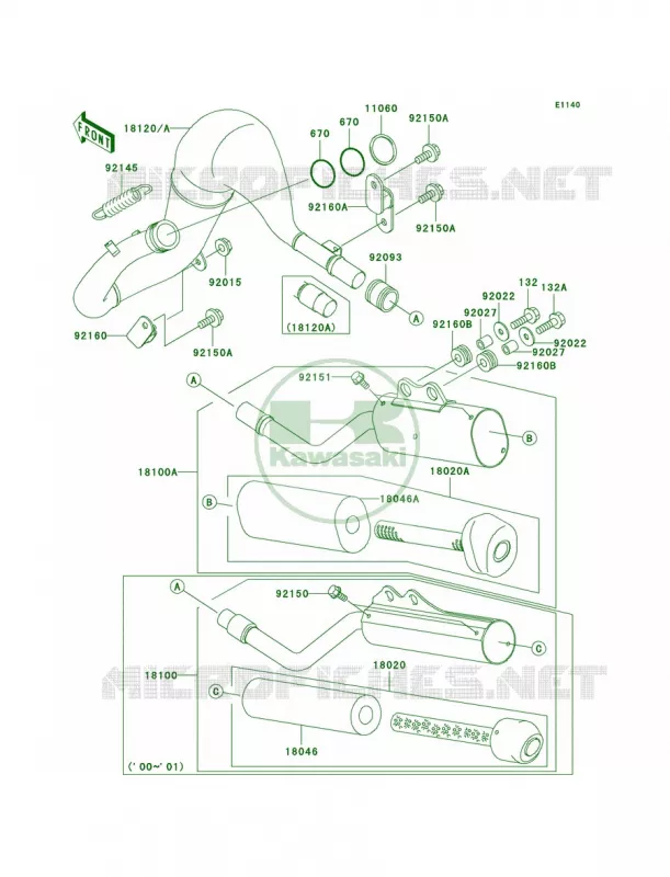 Mufflers Kawasaki MOTOS 65 2003 KX65  KX65-A4