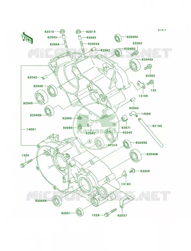 Crankcase Kawasaki MOTOS 85 2003 KX85  KX85-A3