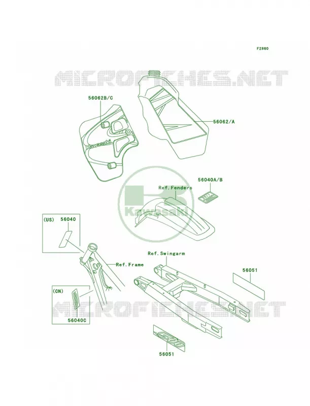 LabelsKX500-E10 Kawasaki MOTOS 500 2002 KX500  KX500-E14