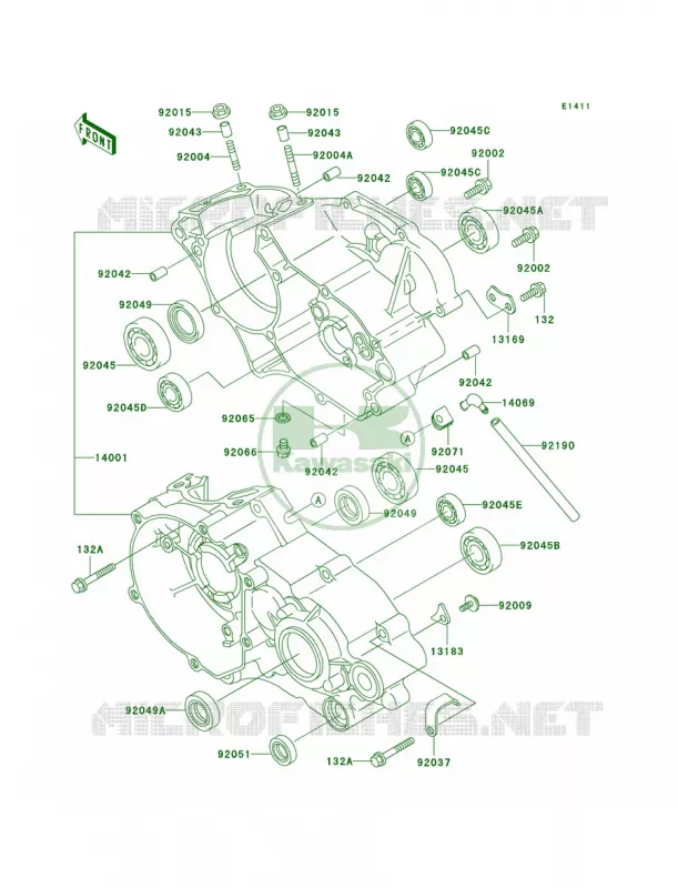 Crankcase Kawasaki MOTOS 85 2002 KX85  KX85-A2