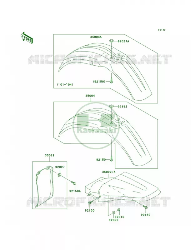 Fenders Kawasaki MOTOS 85 2002 KX85  KX85-A2