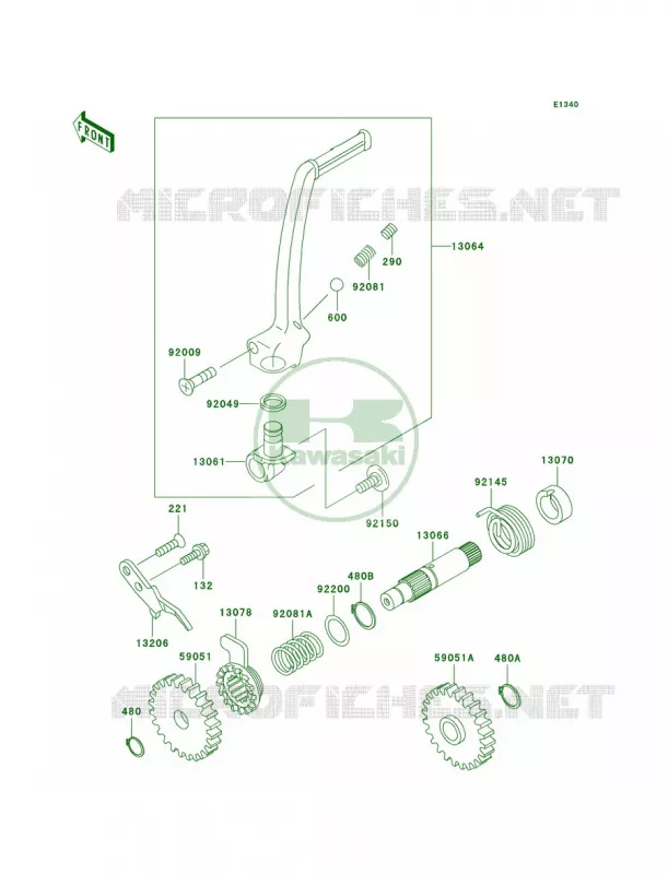 Kickstarter Mechanism Kawasaki MOTOS 100 2001 KX100  KX100-D1
