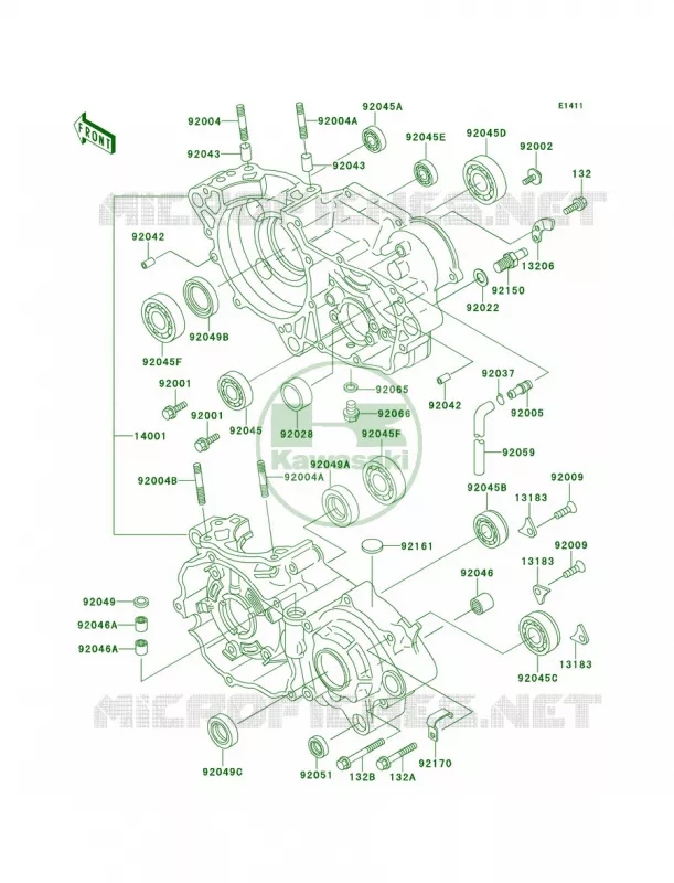 Crankcase Kawasaki MOTOS 250 2001 KX250  KX250-L3