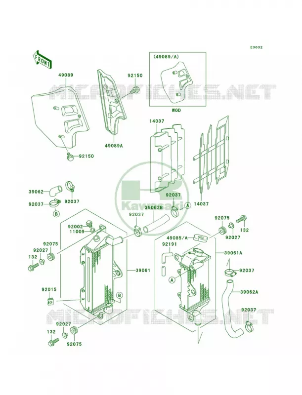 Radiator Kawasaki MOTOS 500 2001 KX500  KX500-E13