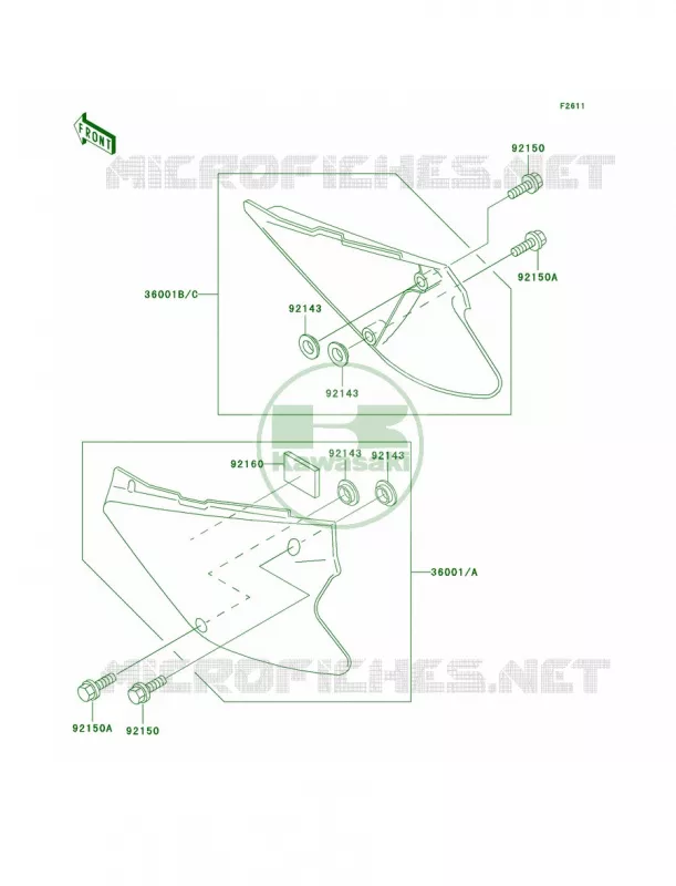 Side Covers Kawasaki MOTOS 85 2001 KX85  KX85-A1