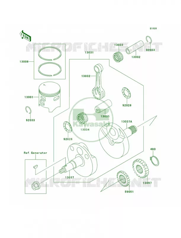 CrankshaftPistons Kawasaki MOTOS 100 2000 KX100  KX100-C3