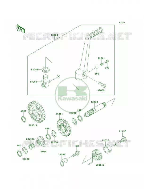 Kickstarter Mechanism Kawasaki MOTOS 125 2000 KX125  KX125-L2