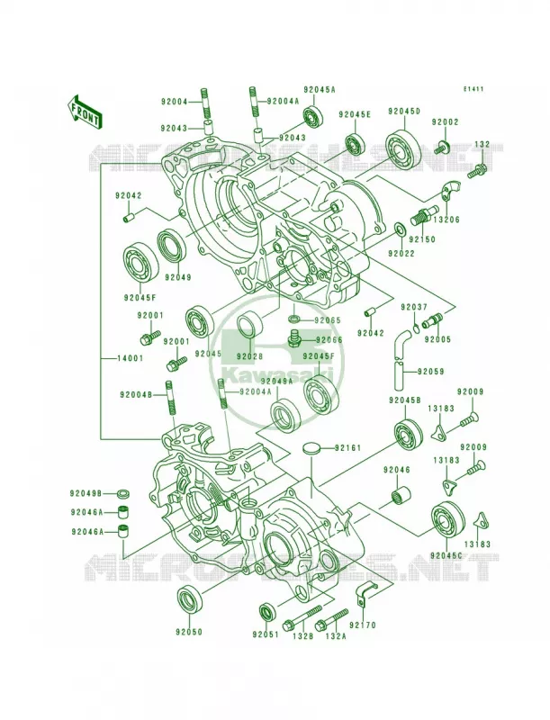 Crankcase Kawasaki MOTOS 250 2000 KX250  KX250-L2