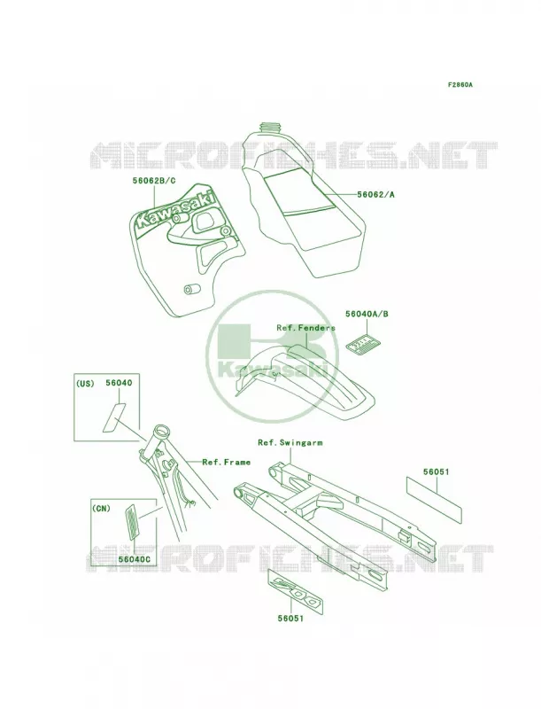 LabelsKX500-E11 Kawasaki MOTOS 500 2000 KX500  KX500-E12