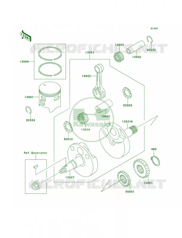 CrankshaftPistons Kawasaki MOTOS 80 2000 KX80  KX80-W3