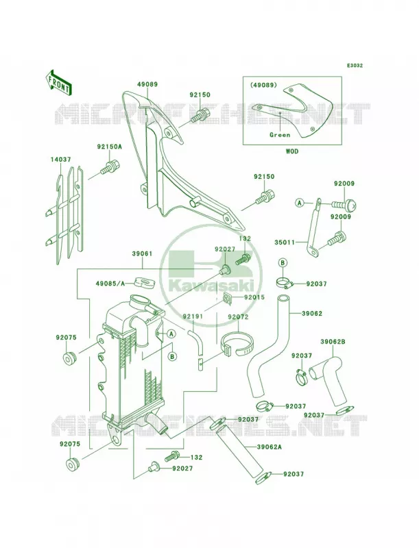 Radiator Kawasaki MOTOS 80 1999 KX80  KX80-W2