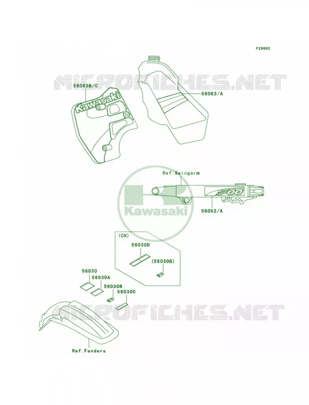 LabelsKX500-E13 Kawasaki MOTOS 500 1998 KX500  KX500-E10