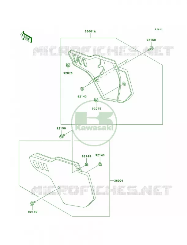 Side Covers Kawasaki MOTOS 500 1998 KX500  KX500-E10