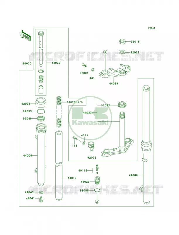 Front Fork Kawasaki MOTOS 60 1998 KX60  KX60-B14