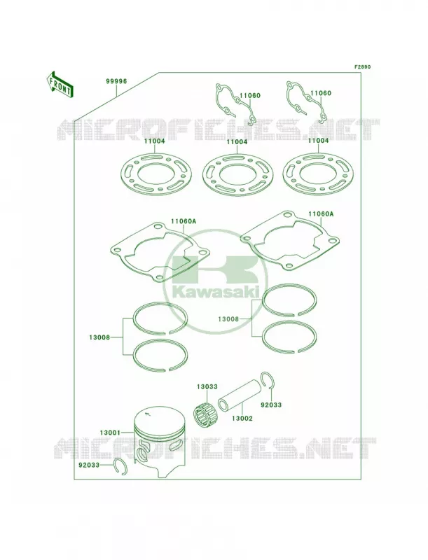 Optional PartsTop End Kit Kawasaki MOTOS 80 1998 KX80  KX80-W1