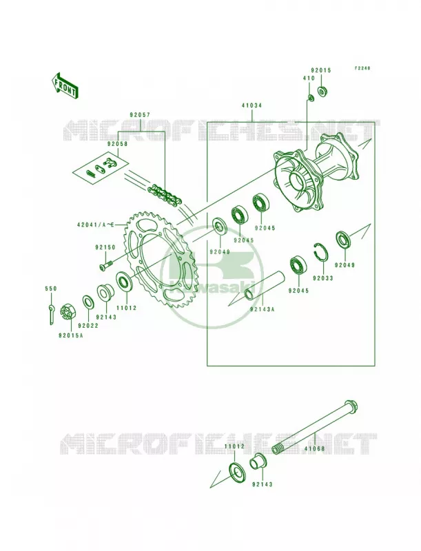 Rear Hub Kawasaki MOTOS 500 1997 KX500  KX500-E9