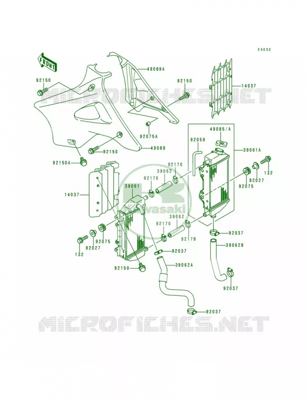 Radiator Kawasaki MOTOS 250 1996 KX250  KX250-K3