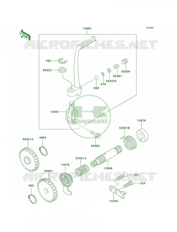 Kickstarter Mechanism Kawasaki MOTOS 60 1996 KX60  KX60-B12