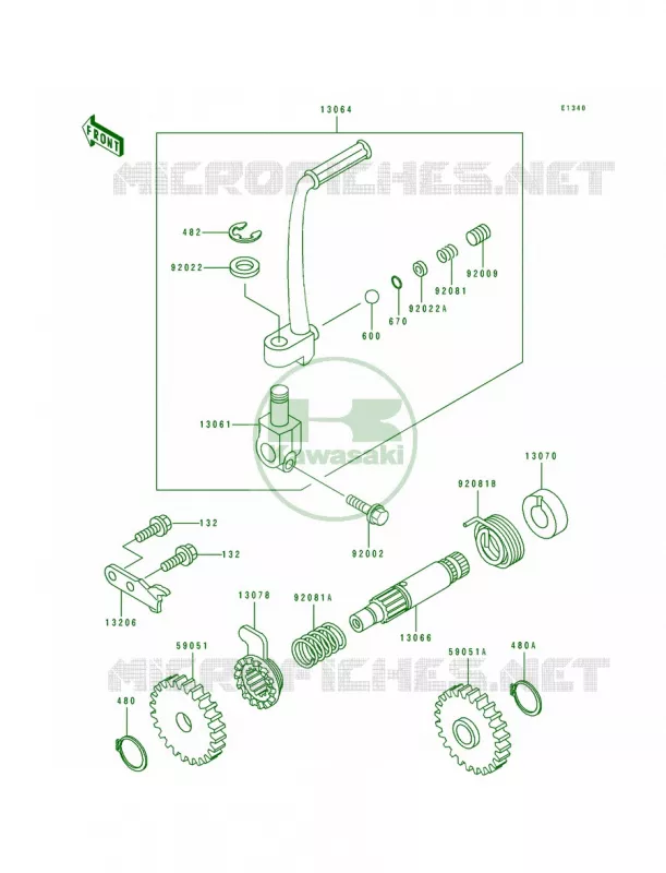 Kickstarter Mechanism Kawasaki MOTOS 100 1995 KX100  KX100-B5