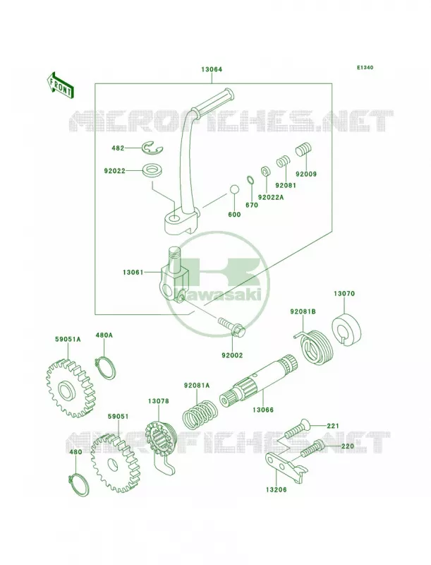 Kickstarter Mechanism Kawasaki MOTOS 60 1995 KX60  KX60-B11