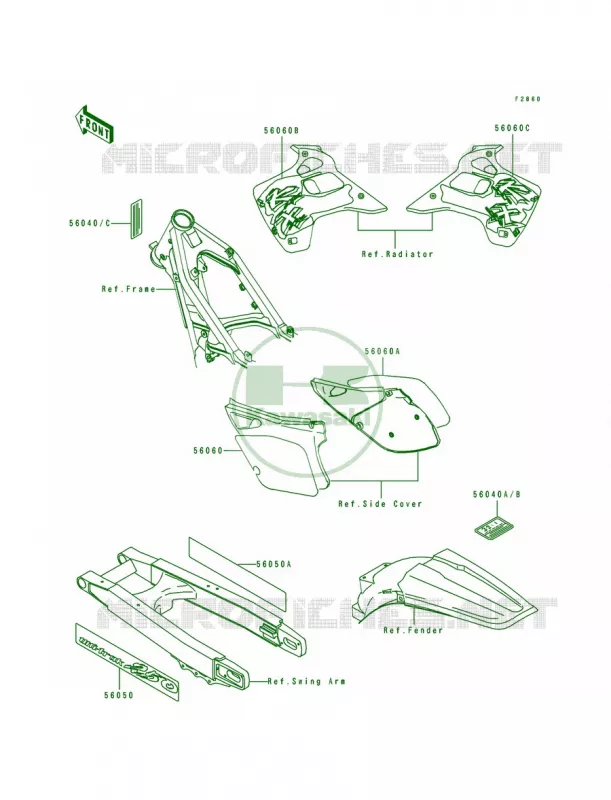 Label Kawasaki MOTOS 250 1993 KX250  KX250-J2