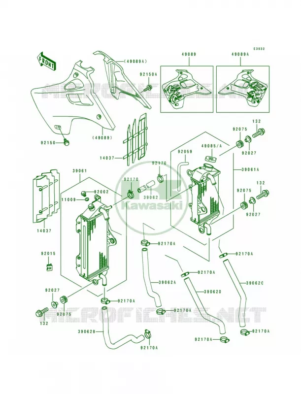 Radiator Kawasaki MOTOS 250 1993 KX250  KX250-J2