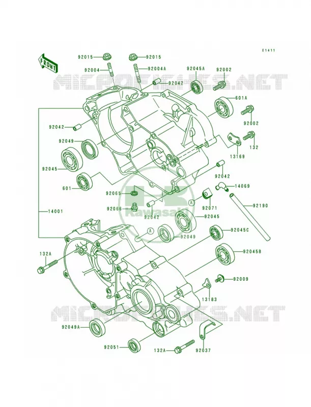 Crankcase Kawasaki MOTOS 80 1993 KX80 Big Wheels  KX80-T3