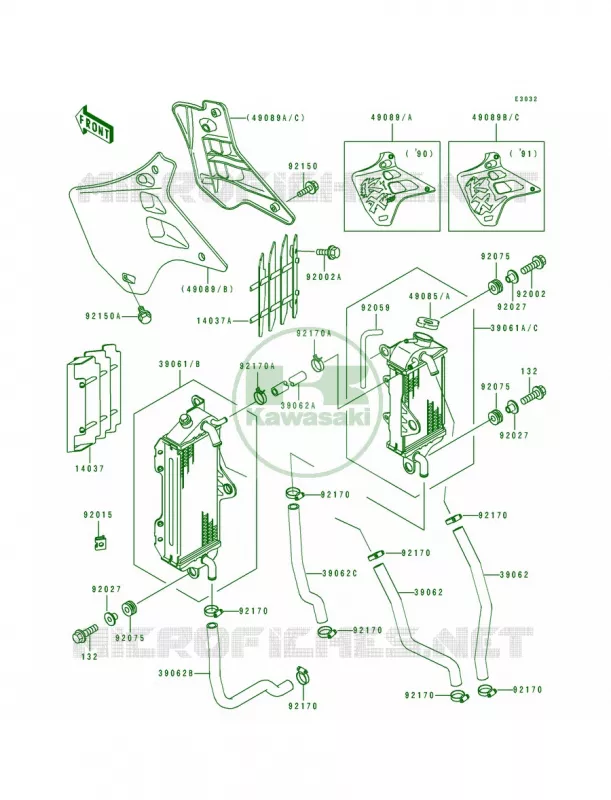Radiator Kawasaki MOTOS 125 1991 KX125  KX125-H2