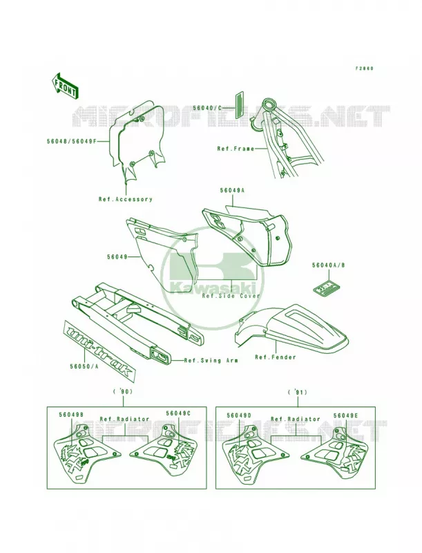 Label Kawasaki MOTOS 250 1991 KX250  KX250-H2