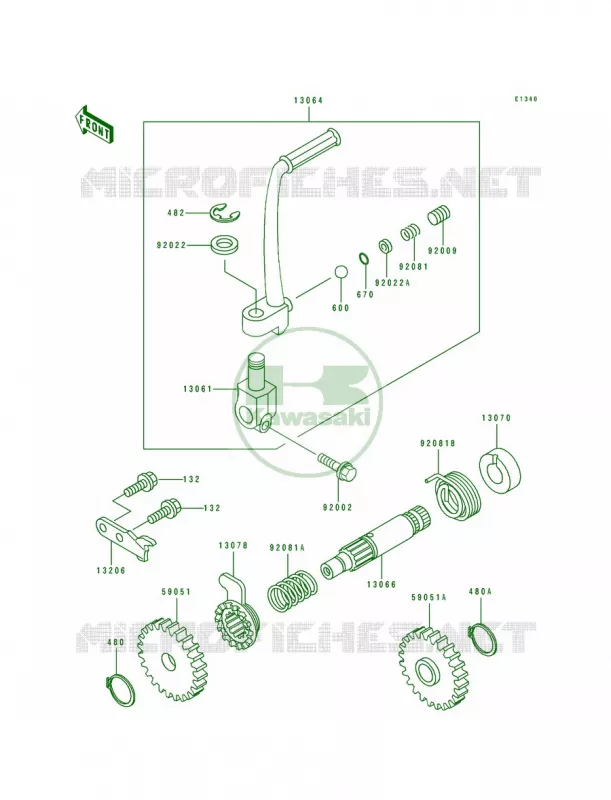 Kickstarter Mechanism Kawasaki MOTOS 80 1991 KX80 Big Wheels  KX80-T1