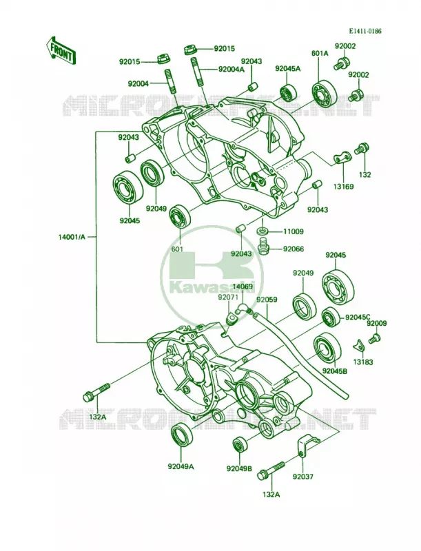 Crankcase Kawasaki MOTOS 80 1990 KX80 Big Wheels  KX80-N3