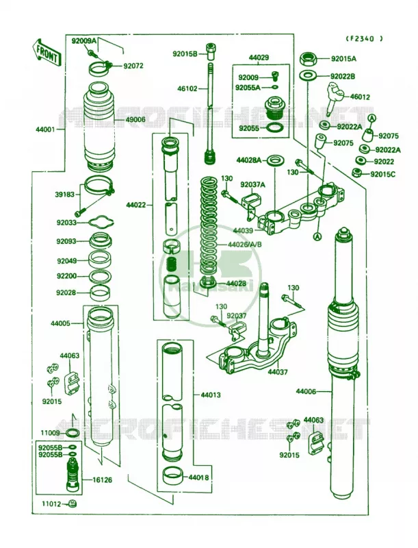 Front Fork Kawasaki MOTOS 250 1989 KX250  KX250-G1