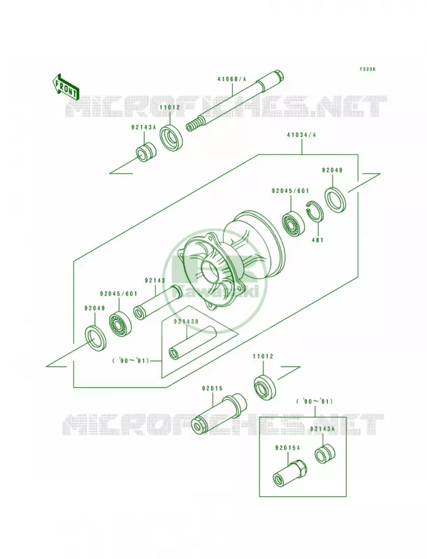 Front Hub Kawasaki MOTOS 500 1989 KX500  KX500-E1