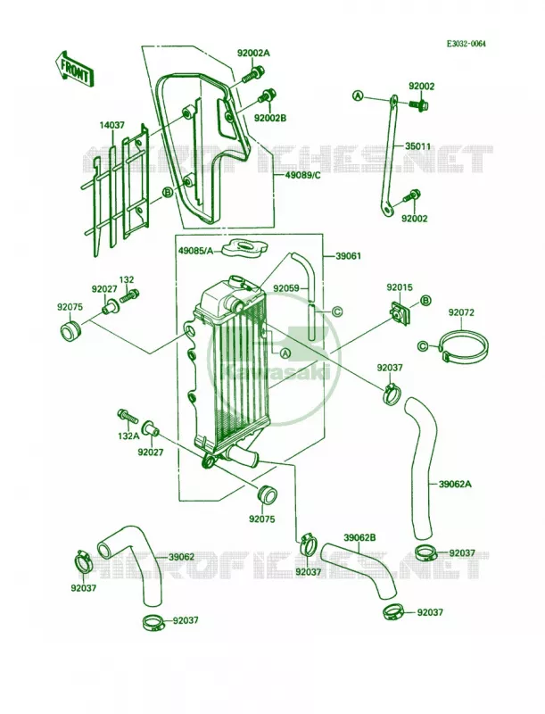 Radiator Kawasaki MOTOS 80 1989 KX80  KX80-L2