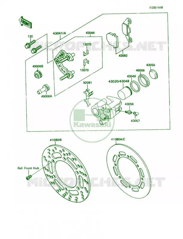 Front Brake Kawasaki MOTOS 80 1989 KX80 Big Wheels  KX80-N2