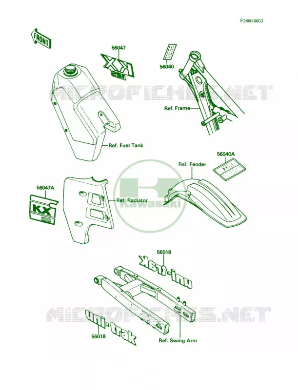 Labels Kawasaki MOTOS 125 1988 KX125  KX125-F1