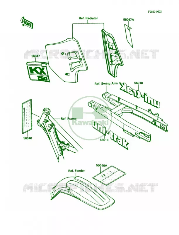 Labels Kawasaki MOTOS 250 1988 KX250  KX250-F1