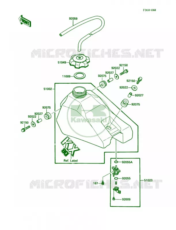 Fuel Tank Kawasaki MOTOS 80 1988 KX80  KX80-L1