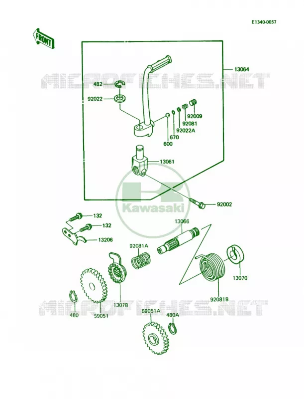 Kickstarter Mechanism Kawasaki MOTOS 80 1988 KX80  KX80-L1